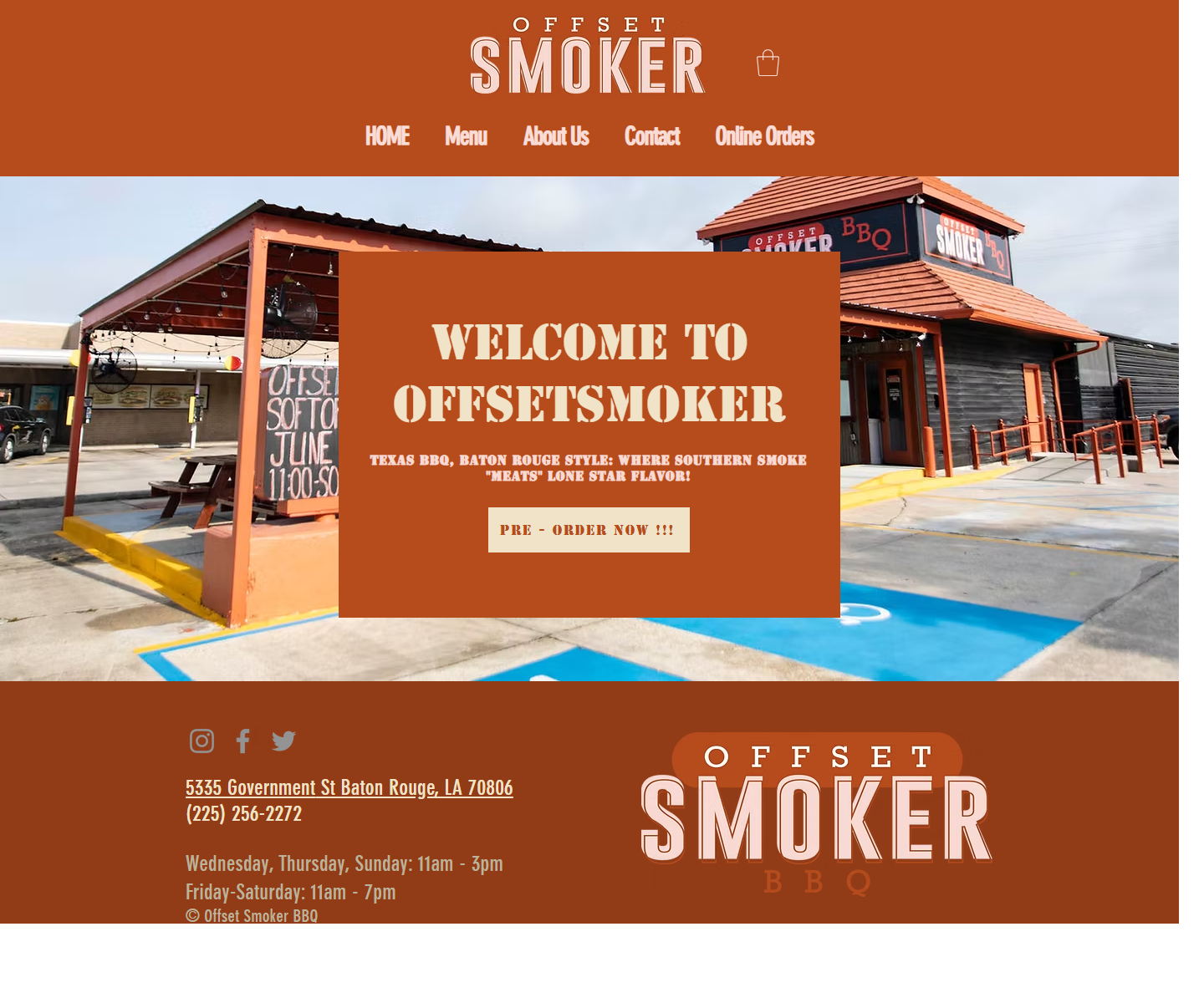 Screenshot of Offset Smoker BBQ website homepage